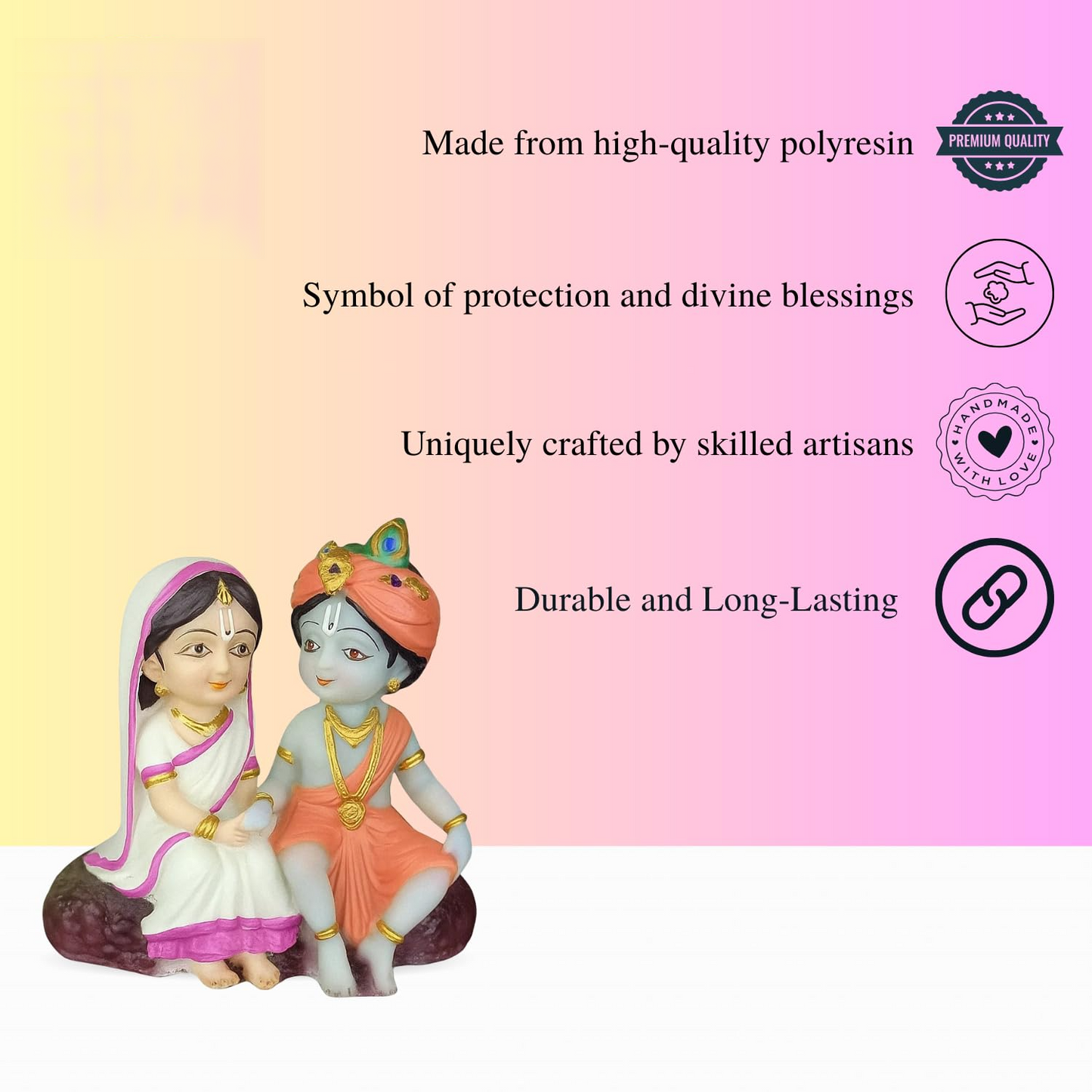 Shree Radha Krishna Idol (For Car Dashbaord)