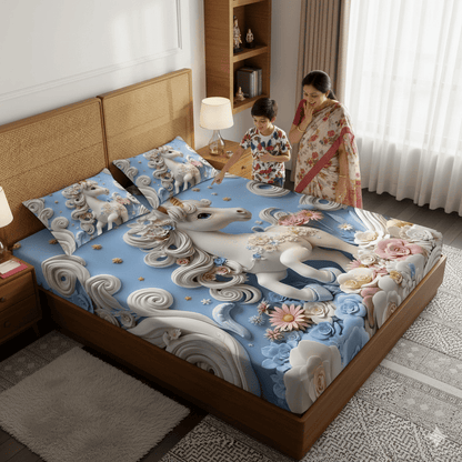 🦄SmartsKart™ 7D Bedsheet 🧸🐘For Double Bed (100*90 inch)