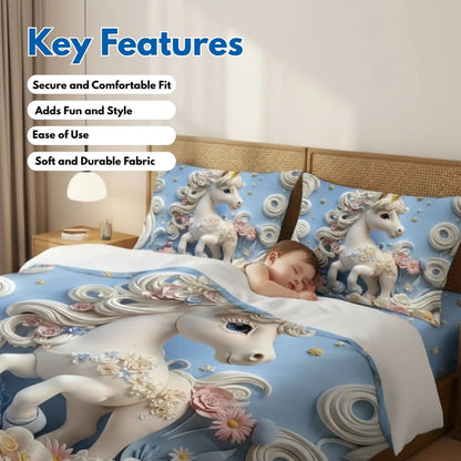 PREMIUM 7D Bedsheet🦄🧸🐘For Double Bed (100*90 inch)